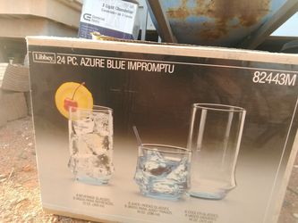 Libbey 24 piece azure blue glass set.