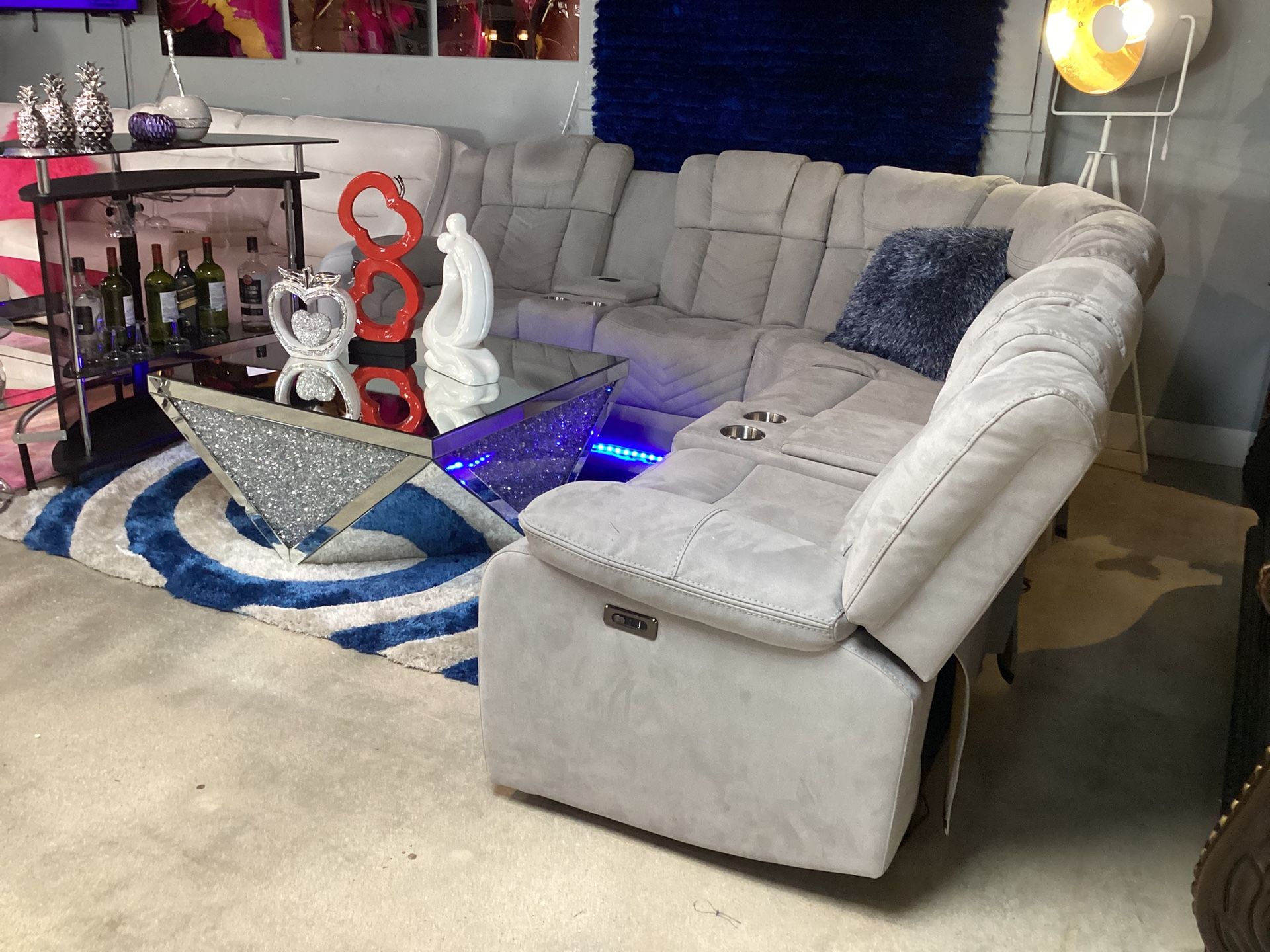 Beautiful Furniture Sofa Sectional Power Recliner On Sale Now For $1699 With a Free Coffee Table