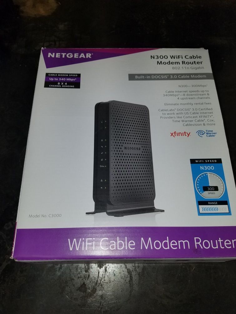 NETGEAR C3000-100NAS N300 (8x4) WiFi DOCSIS 3.0 Cable Modem Router