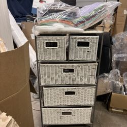 White wicker Storage Cabinet 