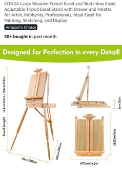 Large Wooden French Easel and Sketchbox Easel