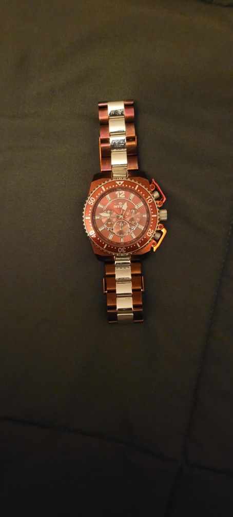 Burgundy And Silver Invicta Watch