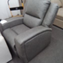 Manual Recliner Chair In Grey Faux Leather 