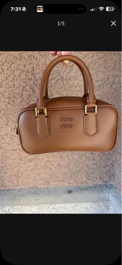 Like New Cognac Brown Leather Mini Boston Bag w/ Crossbody Strap