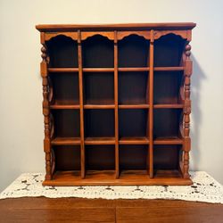 Vintage Wood Display Shelf with Cubbies