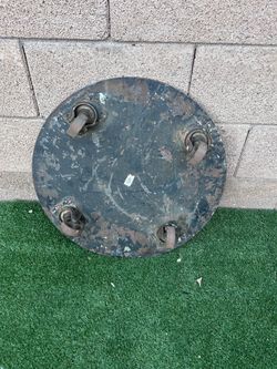 Vintage Industrial Round Steel Rolling Platform / Dolly
