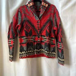 Ralph Lauren Southwestern Shawl Collar Aztec Cardigan Sweater Size M