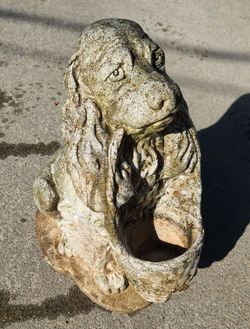Cute Vintage Large Dog Garden Statue Planter