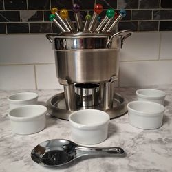 FARBERWARE STAINLESS STEEL FONDUE SET W/BOX - COMPLETE