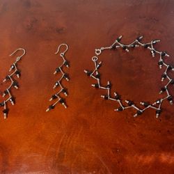 Silver Bracelet And Necklace Set