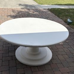 Large Round White Wooden Dining Table