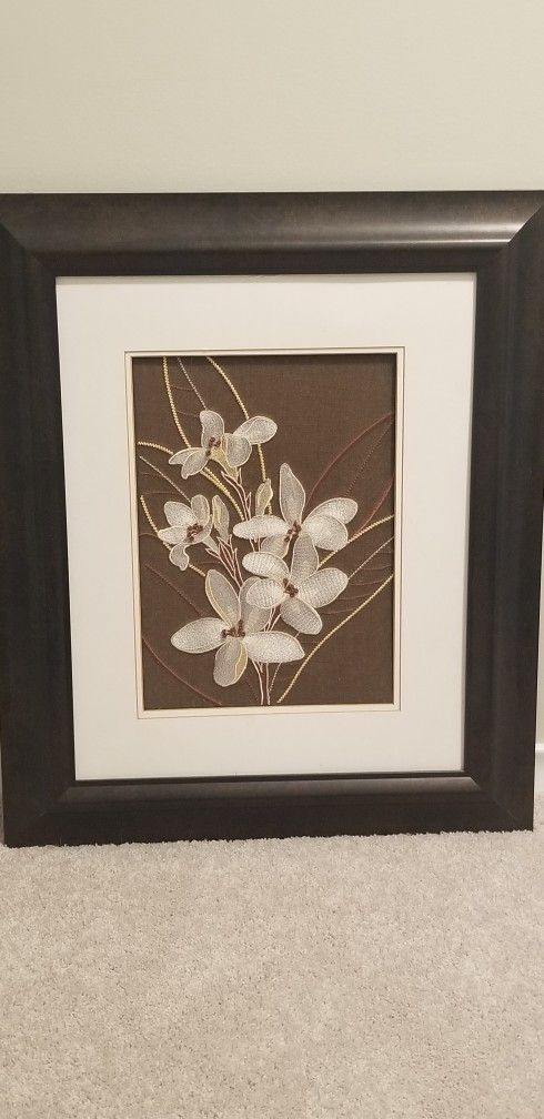 Framed Embroidered Canvas Art Decorative