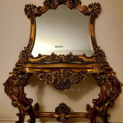 luxury gold mirror console table