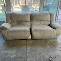Ashley Furniture Grey Suede Dual Recliner Couch