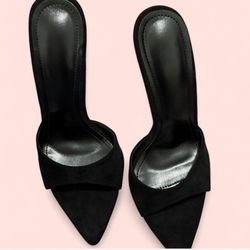black open toe heels 