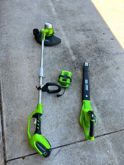 Greenworks blower and trimmer