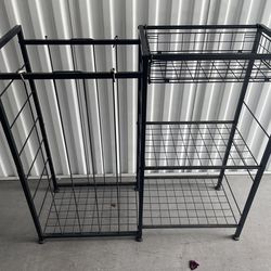 Outdoor Kids Toy Storage Rack – Black Metal – Great for Backyard / Patio