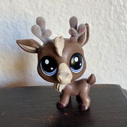 Preowned LPS Reindeer Caribou Flocked Antlers