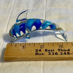Murano Style Blue Glass Dolphin