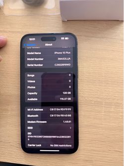 iPhone 15 Plus 128GB UNLOCKED 🔓 Black USB-C - Light Screen Shadow - READ DESC