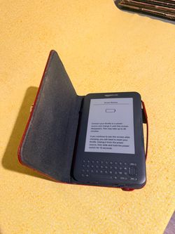 Amazon Kindle with Red Leather Case