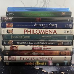 DVD And Blue Ray Movies  Lot of 11  Annie, Bambi, Frozen 1 & 2 Etc