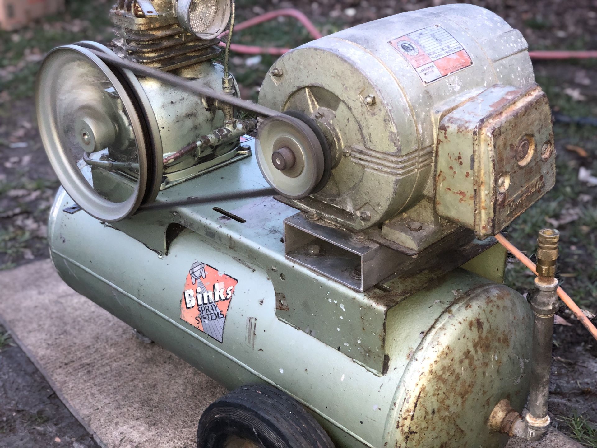 Vintage Binks Air Compressor (20CFM) QUIET -110v-FOR AUTOMOBILE PAINT SPRAY GUN
