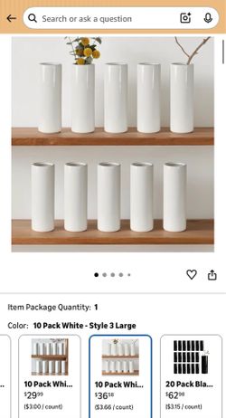 Modern White Ceramic Vase Set of 10 for Living Room Bedroom 7.08'' Minimalist Fresh Small Flower Vases for Bouquet Fake Plant Home Decor Office Firepl