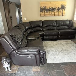 Large Sectional Recliner Couch Leather Sofa