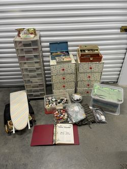 Lot Of Sewing Supplies - Fabric, Thread And More