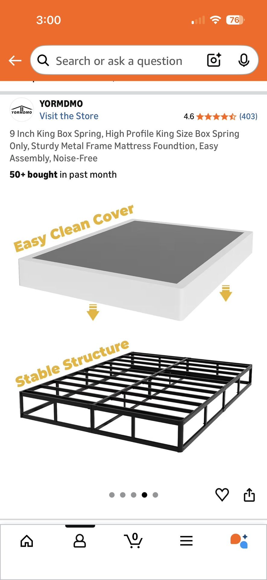 King Size Metal Box Spring W Cover