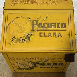 Vintage Pacifico Clara Beer Metal Cooler - Yellow, Rare