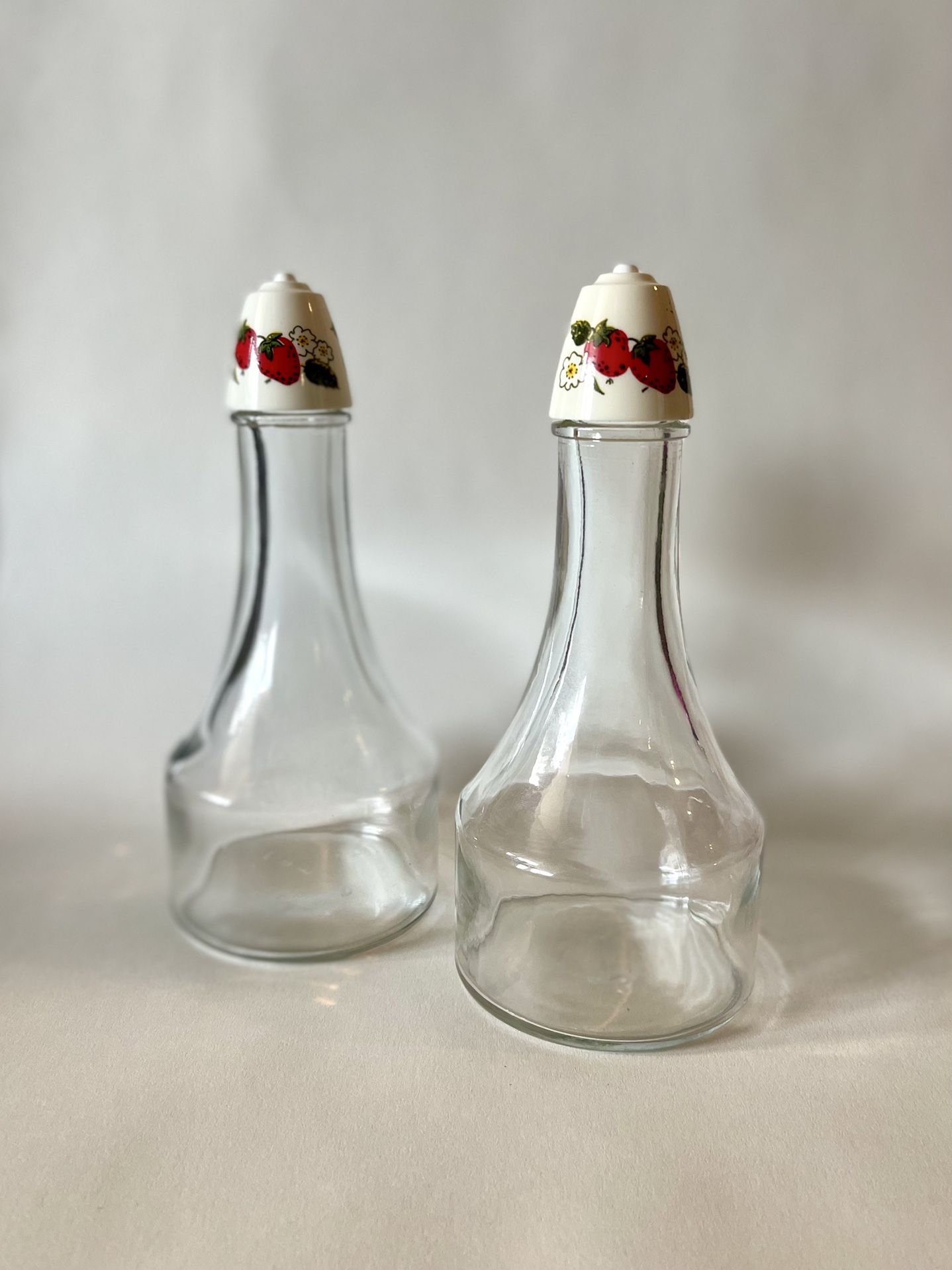 Vintage Gemco TableToppers Strawberry Vinegar + Oil Bottle Set