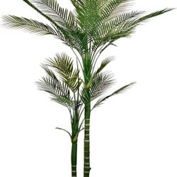 Leflos Artificial Plant Indoor Palm Tree, 5.5ft Faux Areca Palm Plant with 2 Detachable Trunks & 24 Adjustable Palm Leaves, 66'' Tropical Fake House P