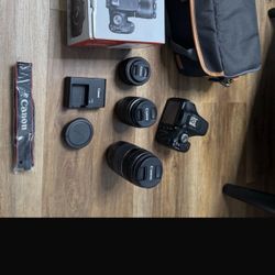 Canon EOS Rebel T7 DSLR video two lens kit with EF S 18-55mm and EF 75 300mm lenses 