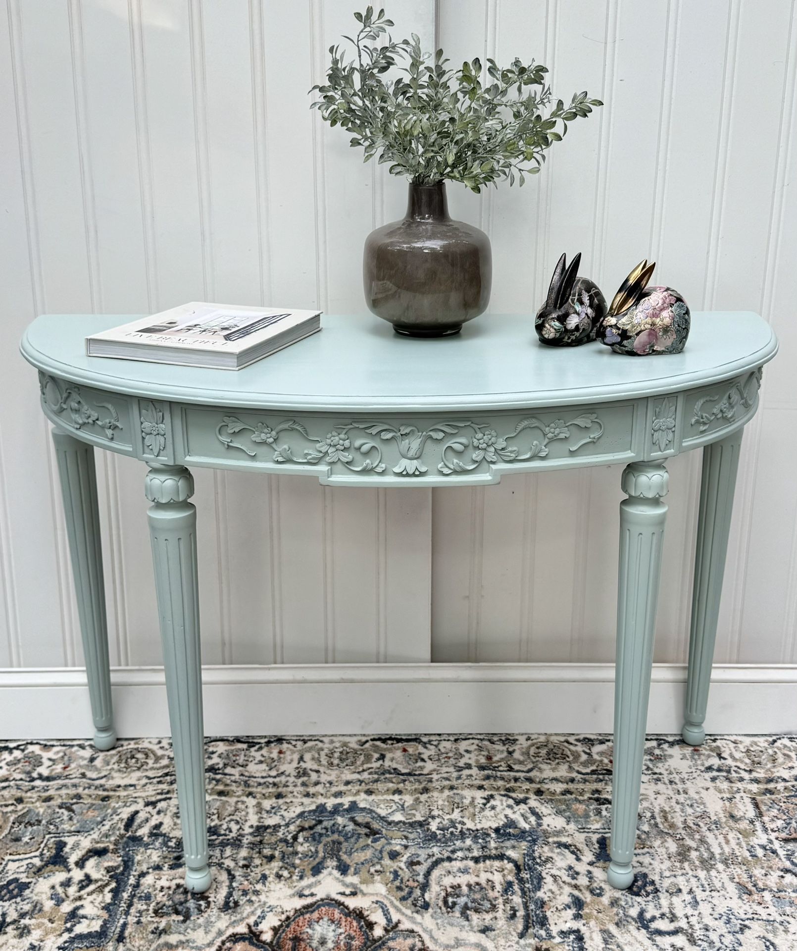 Half-Moon Console Table – Painted “Quietude” by SW