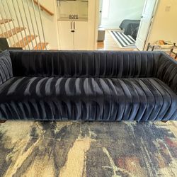 Suede navy couch! 