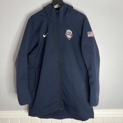 Nike Dri-Fit Team USA Basketball Showtime Hooded Parka Jacket Mens Large Blue
