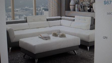 2 toned white grey sectional