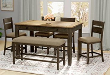 Brand new wood and upholstery complete dining room set