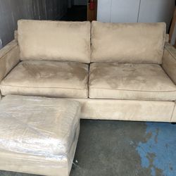 Crate And Barrel Ultra suede Sofa & ottoman
