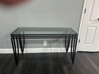Black glass sofa table