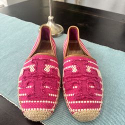 Tory Burch Pink Espadrille Flats size 11