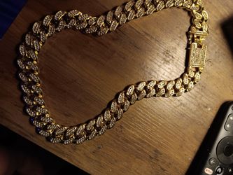 Gold Iced Out Cuban Link Chain Necklace