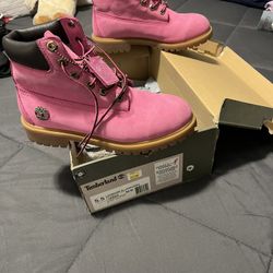 Timberland Pink Size 5.5 $85) Red Chicago Bulls Timberlands Size 4.. $75..Both  Used In Very Good Condition $75 & $65.. This Week!!