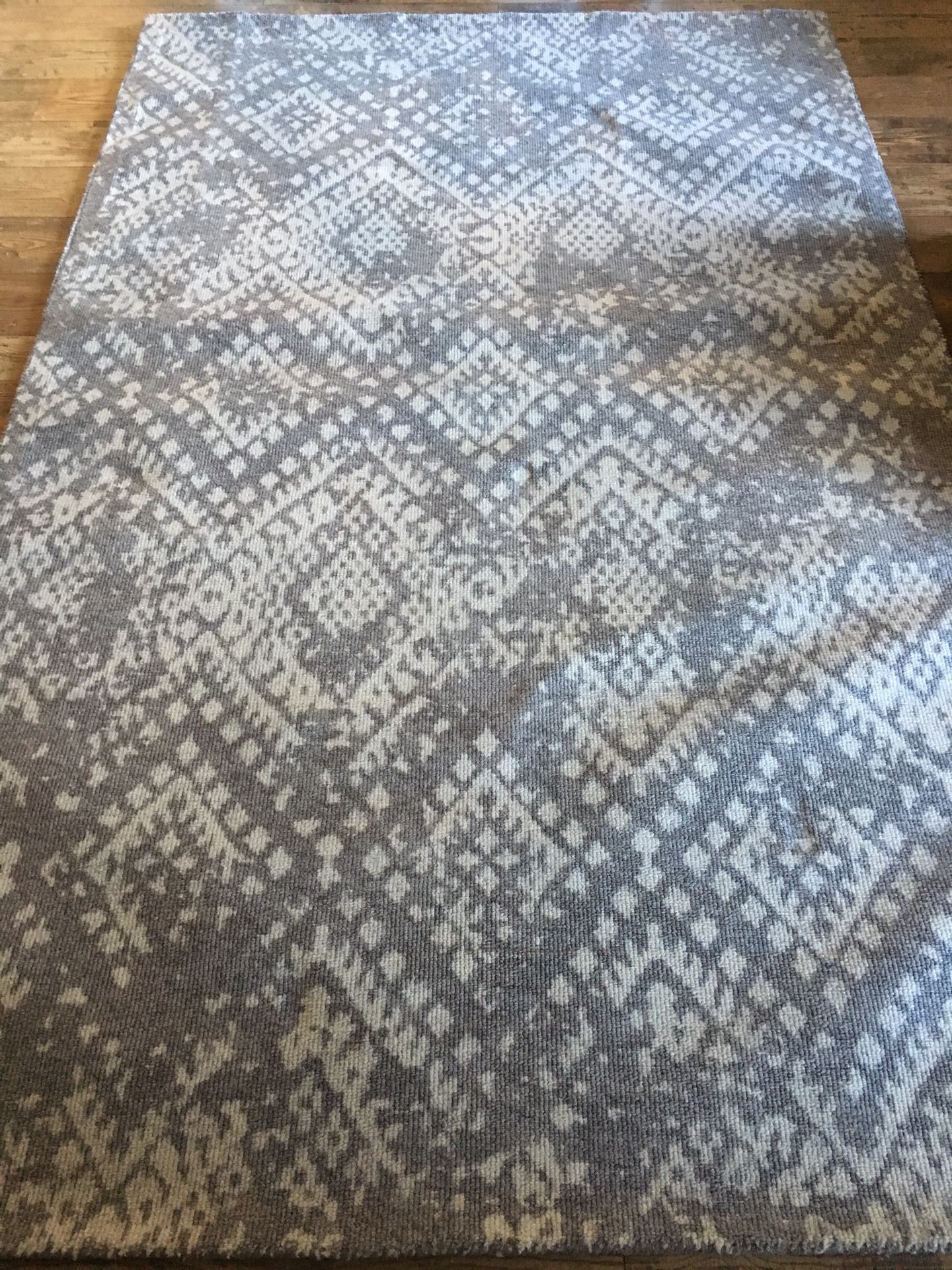 Pottery Barn ZAHARA SYNTHETIC RUG ~ GRAY ~ 5’x 8’ ~ BOHO FARMHOUSE DIAMOND IKAT RUG ~ Brand New!