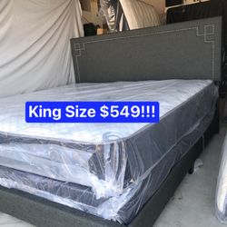 New King Size Bed Frame With Mattresses Included !