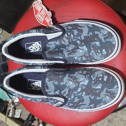 Vans Youth sz 3 Unisex Shark Camo Print Slip-On sz 3