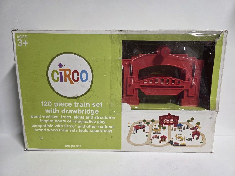 Circo Wooden Train Set 120 Piece Drawbridge Playset Kids Educational Toy Set