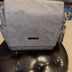 Beautiful Petunia Pickles Mickey Mouse Gray Diaper Bag / Backpack . New. Nice Big Size  No Tags 